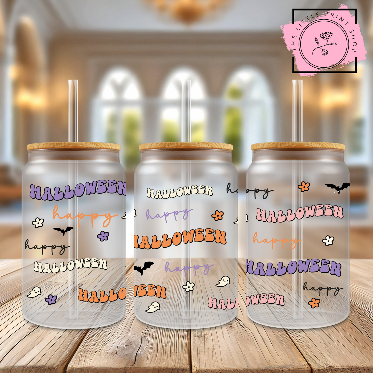 Happy Halloween - 16oz Libbey Glass Printed UV DTF Wrap