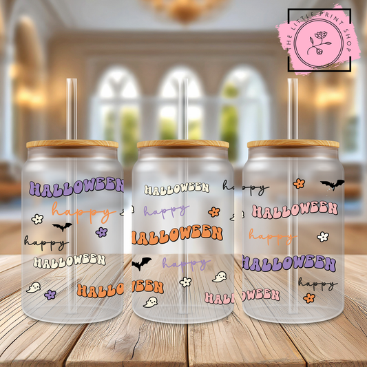 Happy Halloween - 16oz Libbey Glass Printed UV DTF Wrap