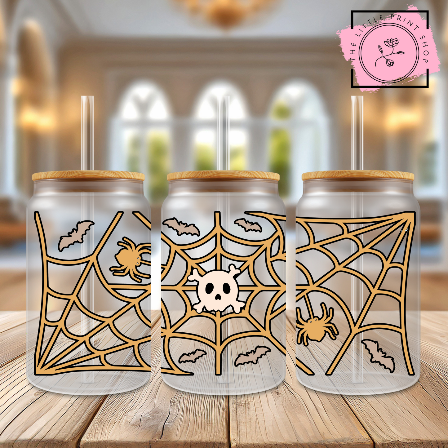 Spider Web - 16oz Libbey Glass Printed UV DTF Wrap