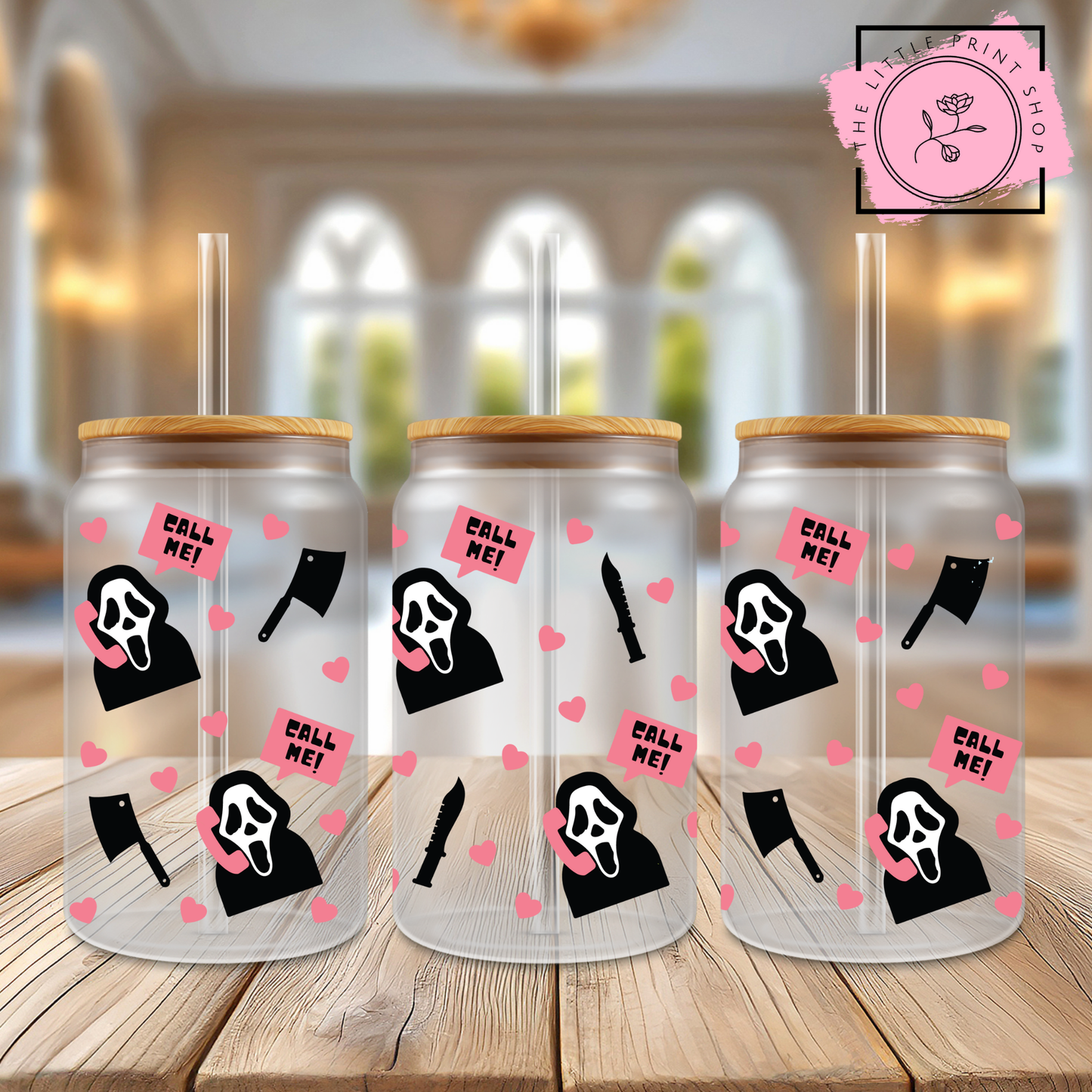 Call Me - 16oz Libbey Glass Printed UV DTF Wrap