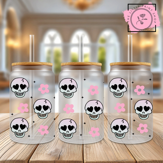 Skulls - 16oz Libbey Glass Printed UV DTF Wrap