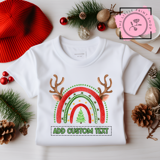 Reindeer Rainbow - Add Custom Text - DTF Transfer Decal