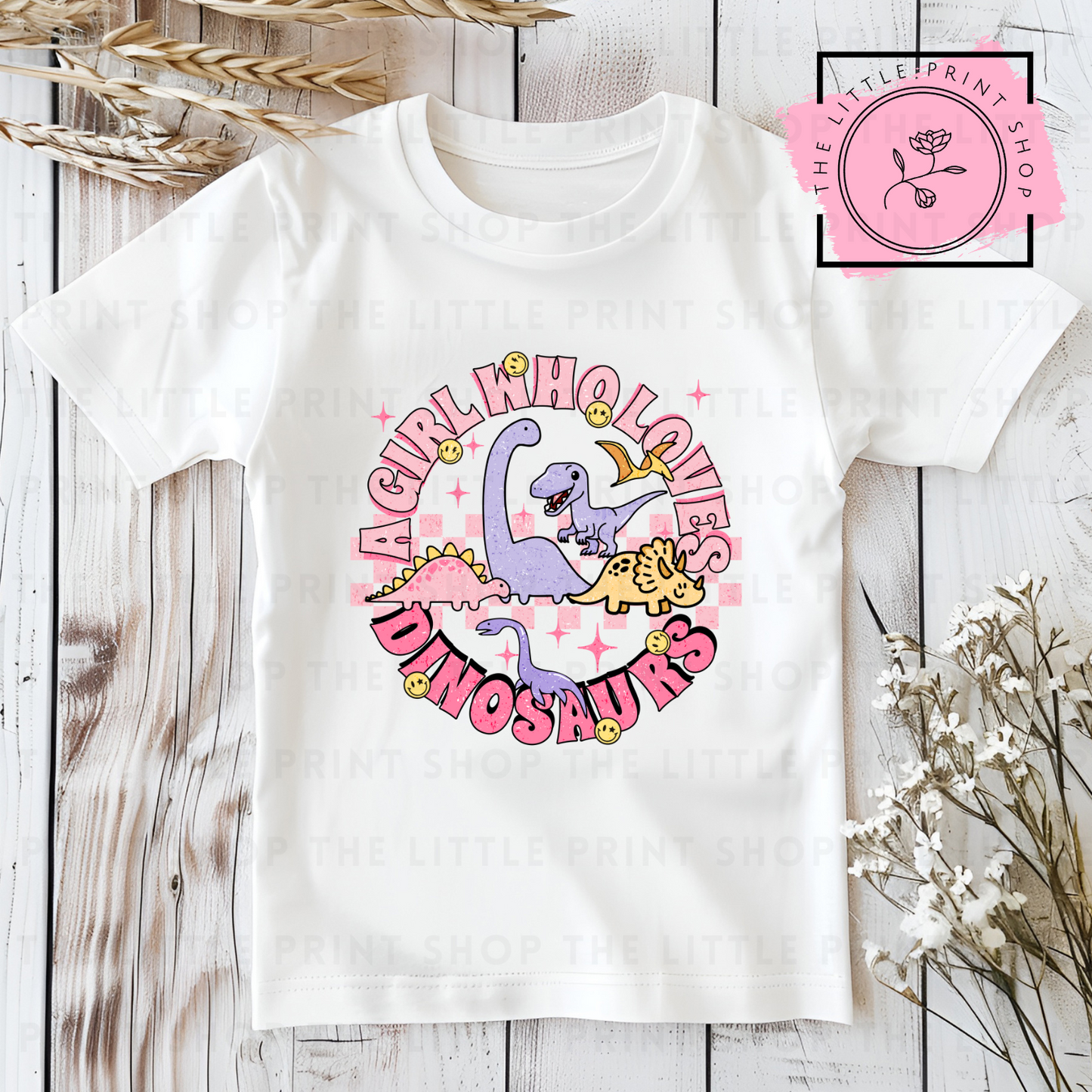 Just A Girl Dinosaur Round Style #2 - DTF Transfer Decal