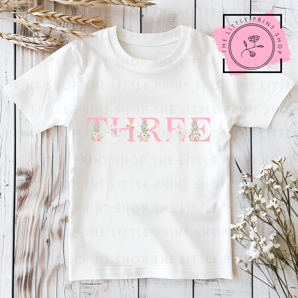 Birthday Number - Pink Swans - #1 to #5 - DTF Transfer Decal