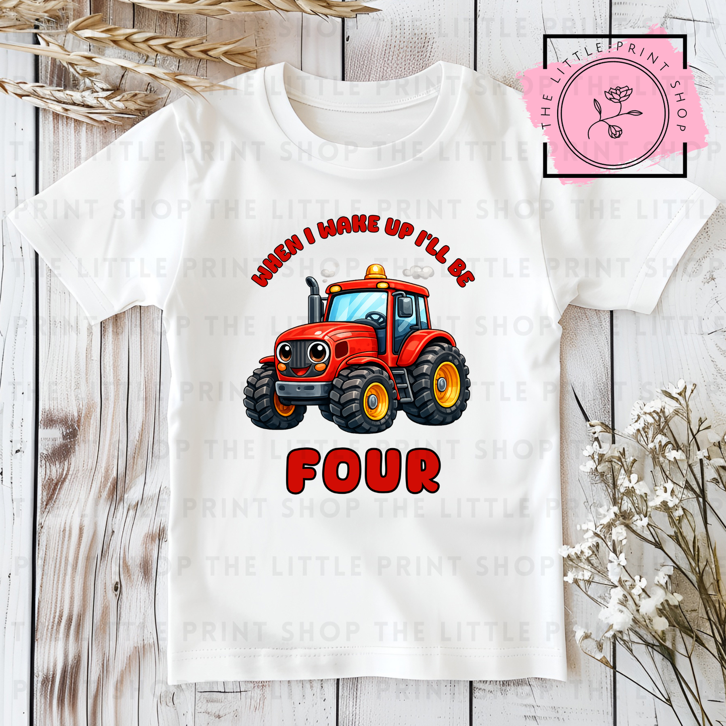 Red Tractor - Numbers 1 - 7 -  DTF Transfer Decal