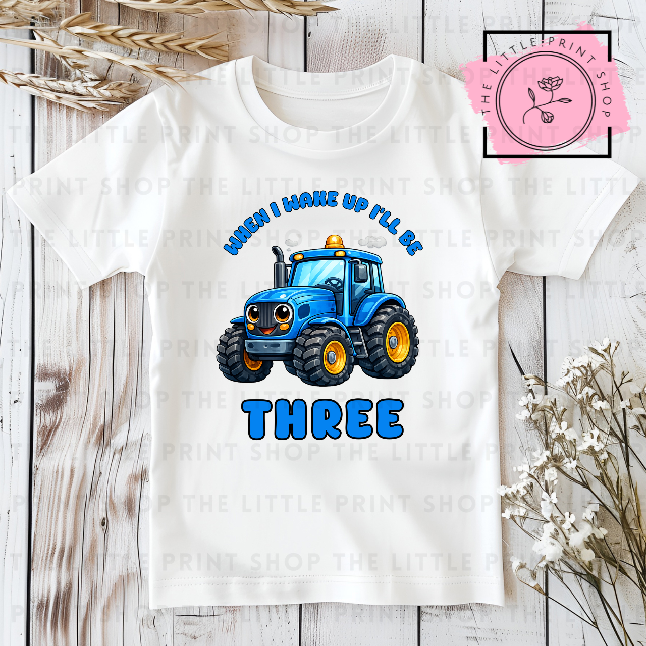 Blue Tractor - Numbers 1 - 7 -  DTF Transfer Decal