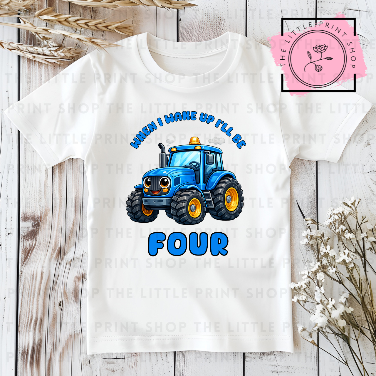 Blue Tractor - Numbers 1 - 7 -  DTF Transfer Decal
