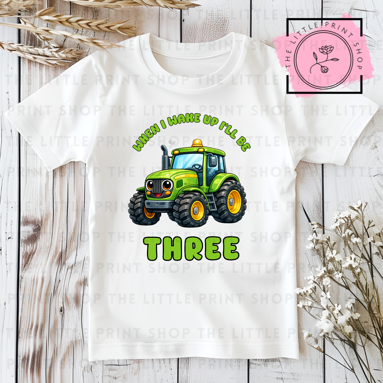 Green Tractor - Numbers 1 - 7 - DTF Transfer Decal