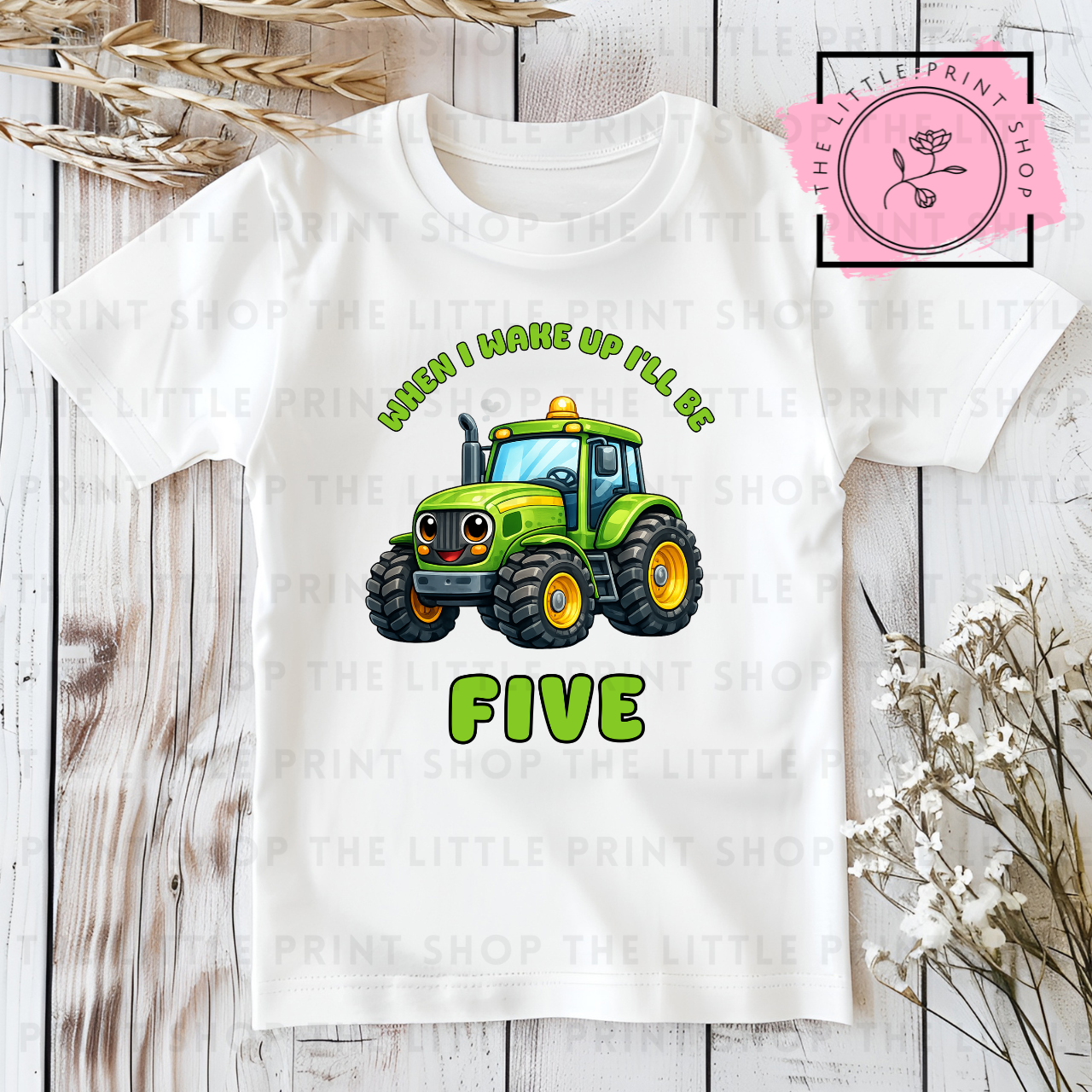 Green Tractor - Numbers 1 - 7 - DTF Transfer Decal