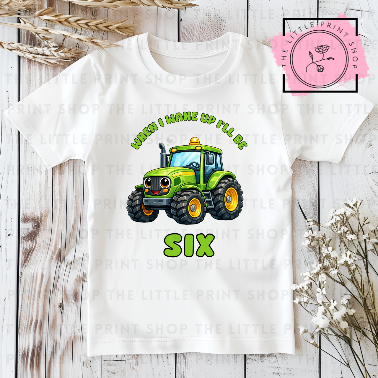 Green Tractor - Numbers 1 - 7 - DTF Transfer Decal