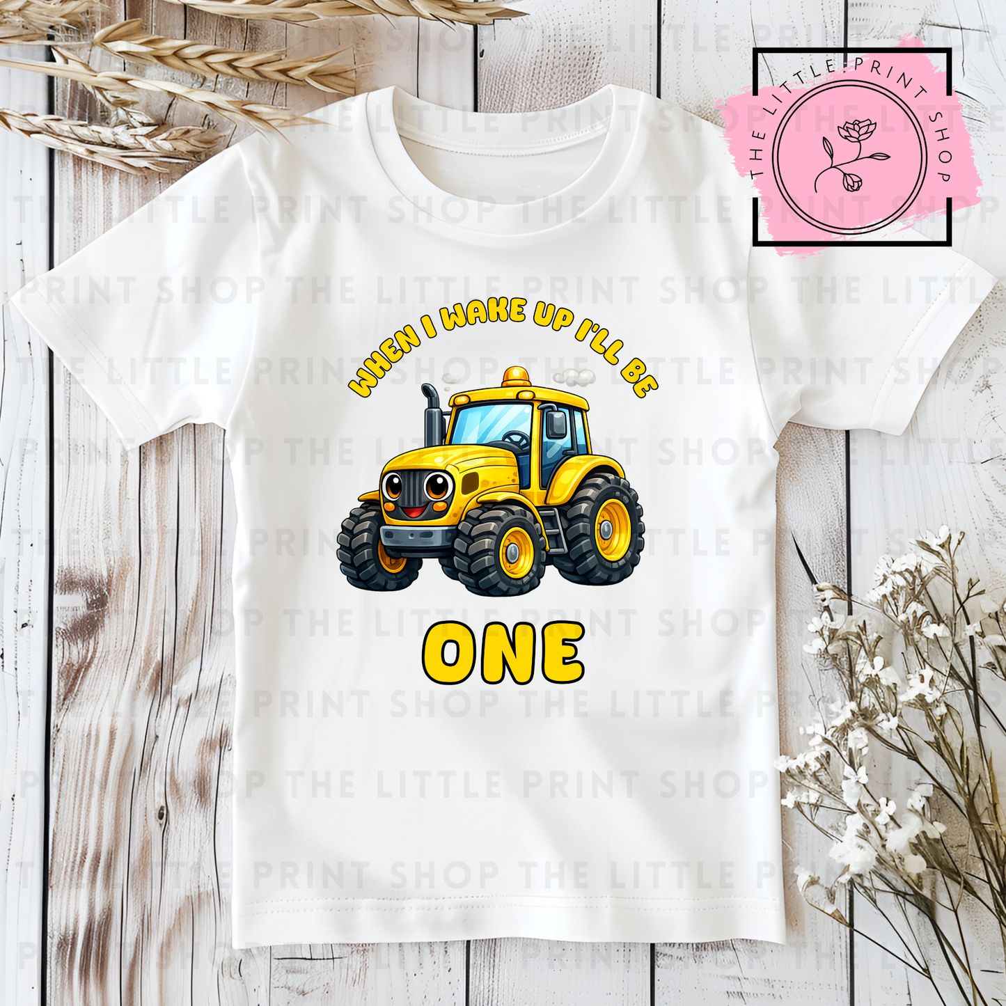 Yellow Tractor - Numbers 1 - 7 - DTF Transfer Decal