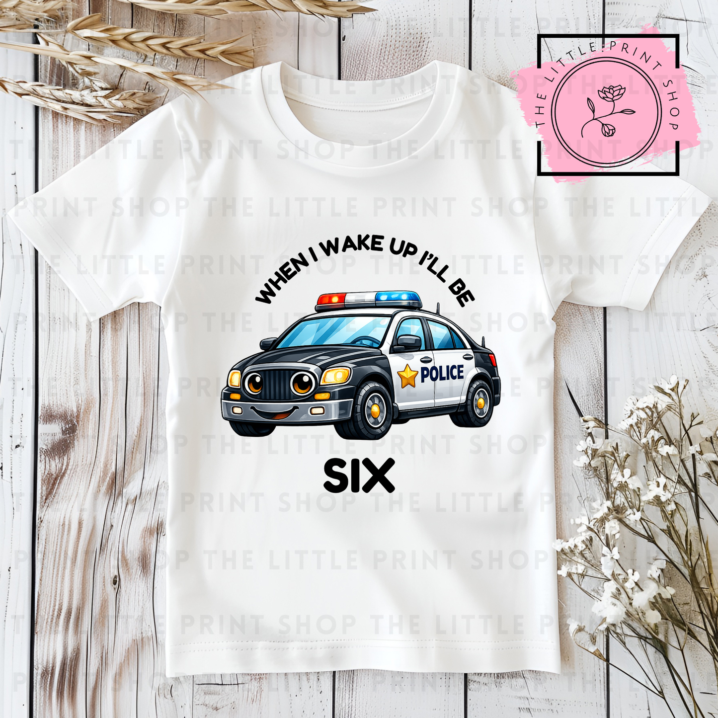 Police Car - Numbers 1 - 7 - DTF Transfer Decal