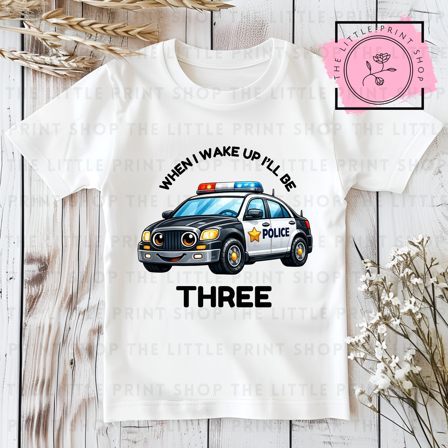 Police Car - Numbers 1 - 7 - DTF Transfer Decal
