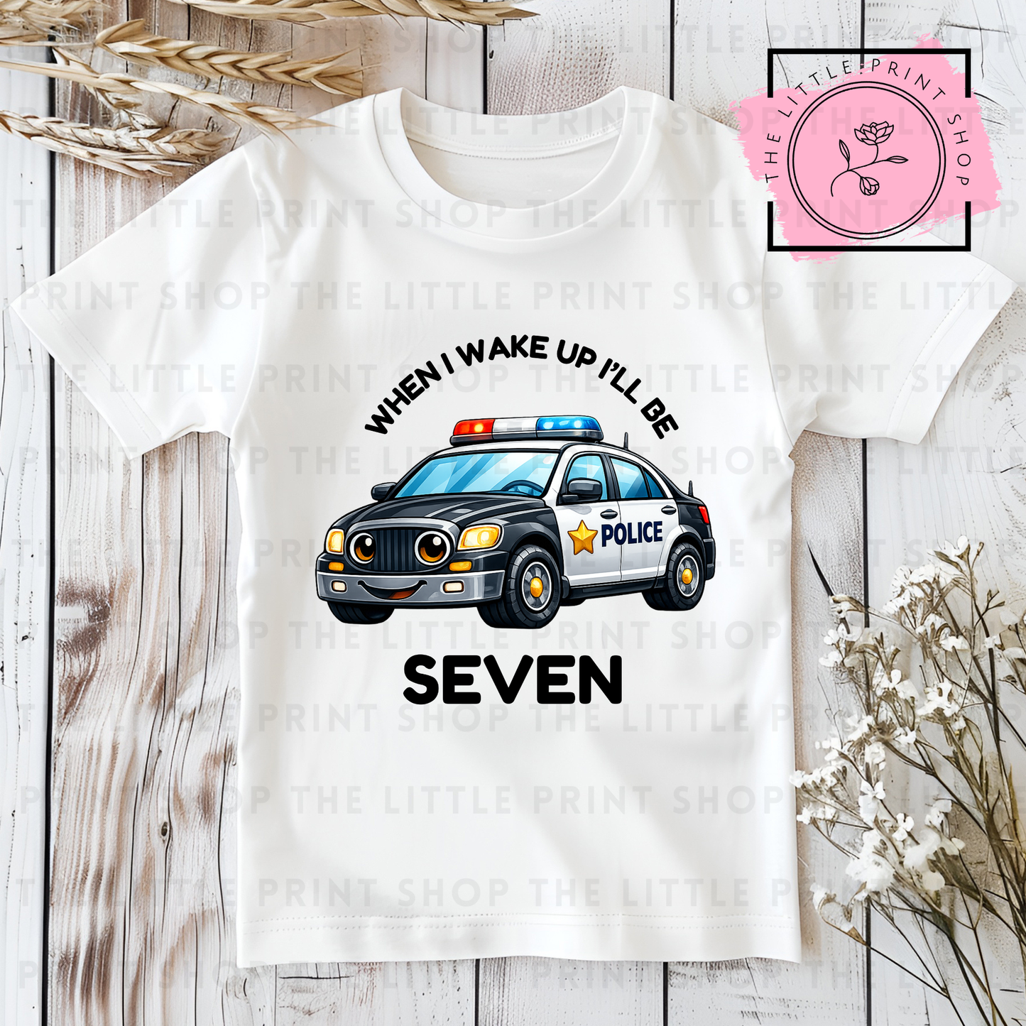 Police Car - Numbers 1 - 7 - DTF Transfer Decal