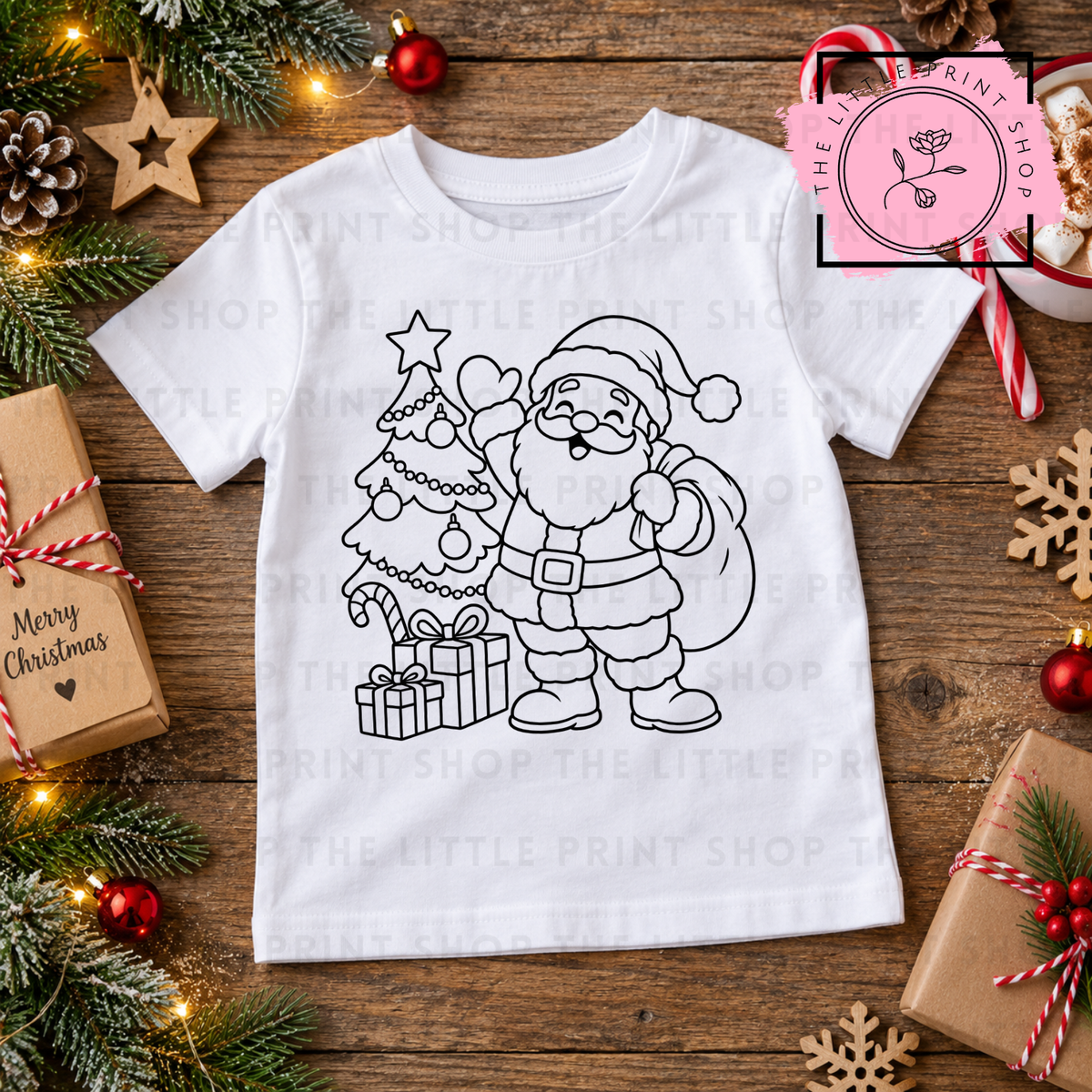 Santa Outline - DTF Transfer Decal
