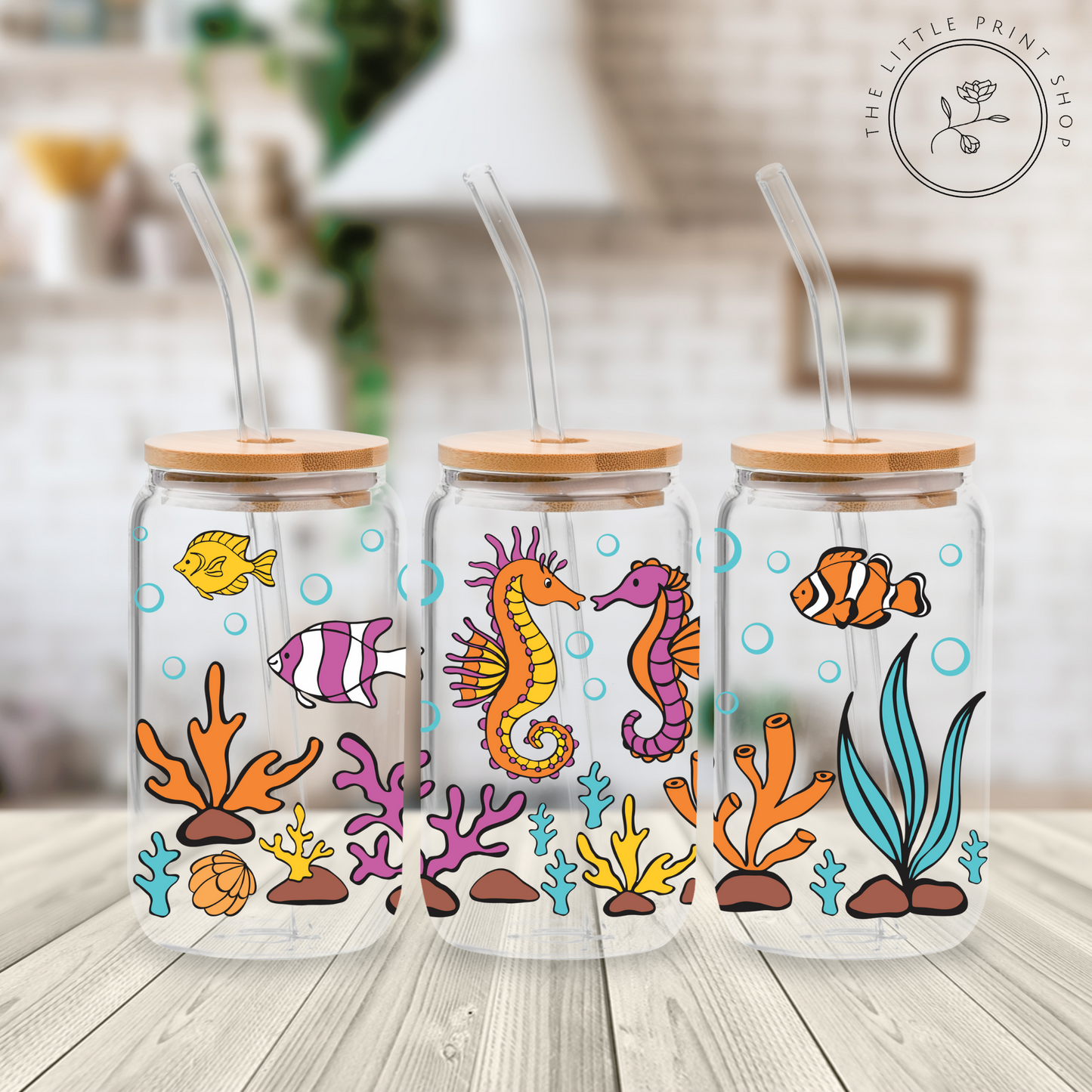 Under The Sea - 16oz Libbey Glass Printed UV DTF Wrap