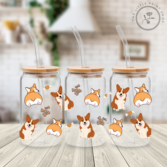 Corgi  - 16oz Libbey Glass Printed UV DTF Wrap