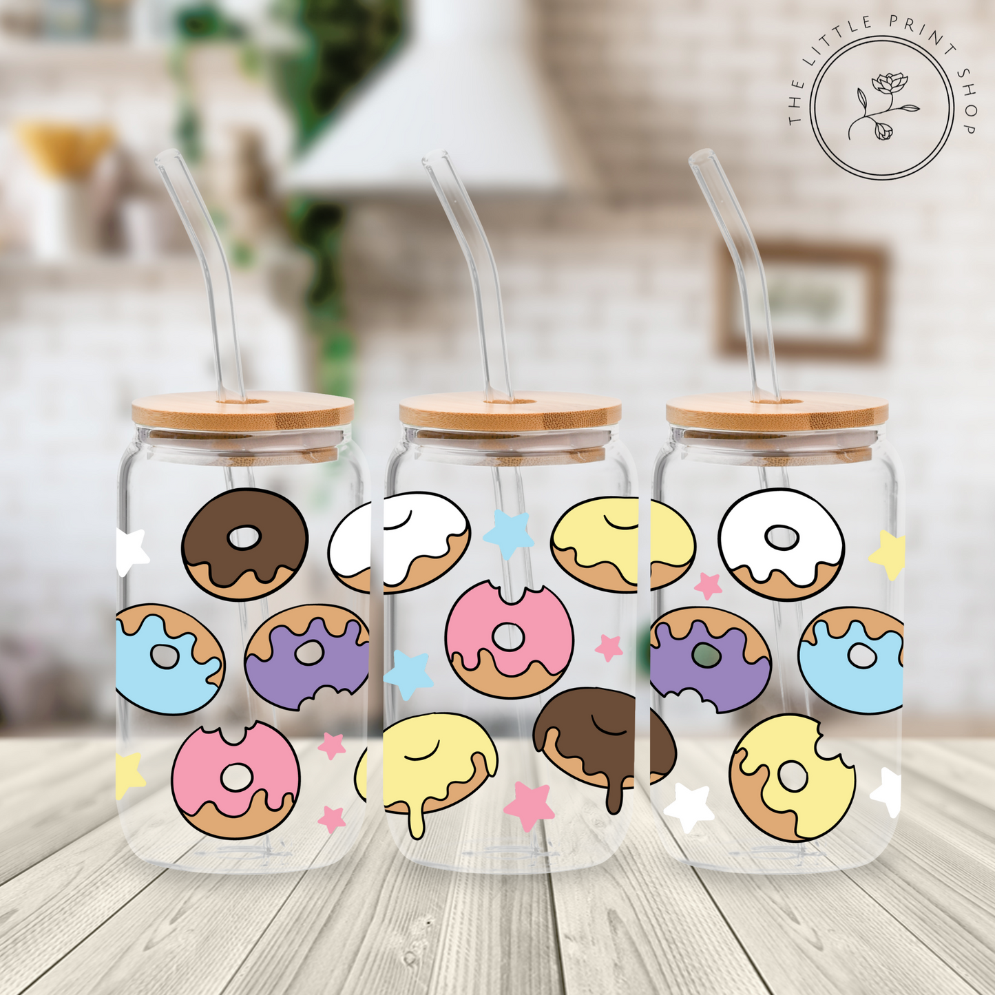 Donuts - 16oz Libbey Glass Printed UV DTF Wrap