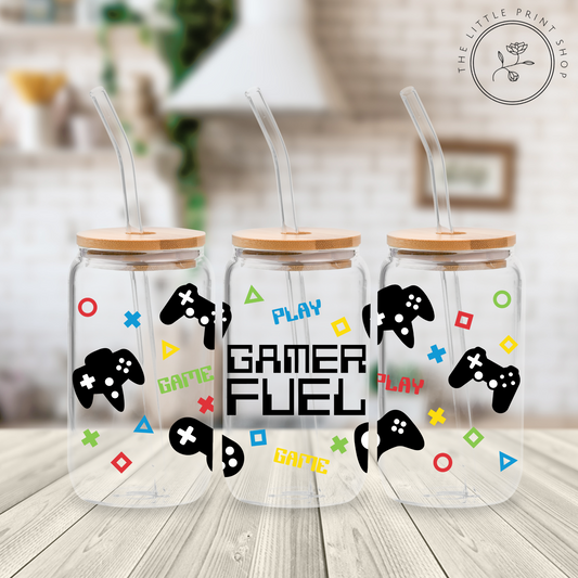Gamer Fuel - 16oz Libbey Glass Printed UV DTF Wrap