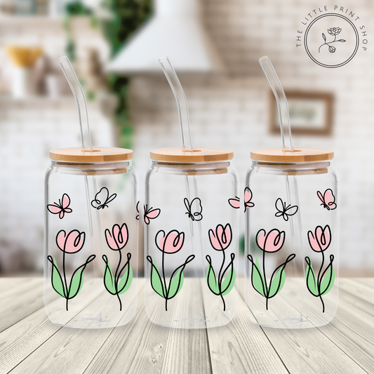 Tulips - 16oz Libbey Glass Printed UV DTF Wrap