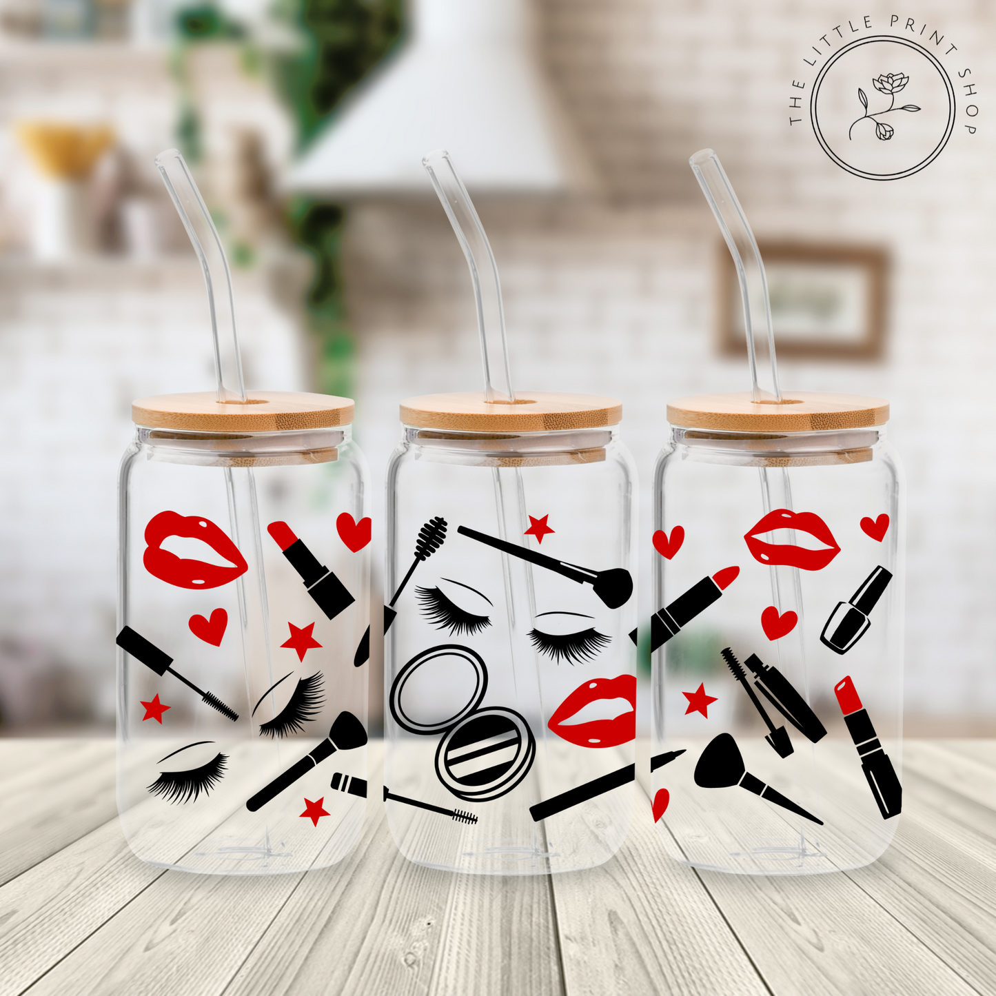 Makeup - 16oz Libbey Glass Printed UV DTF Wrap