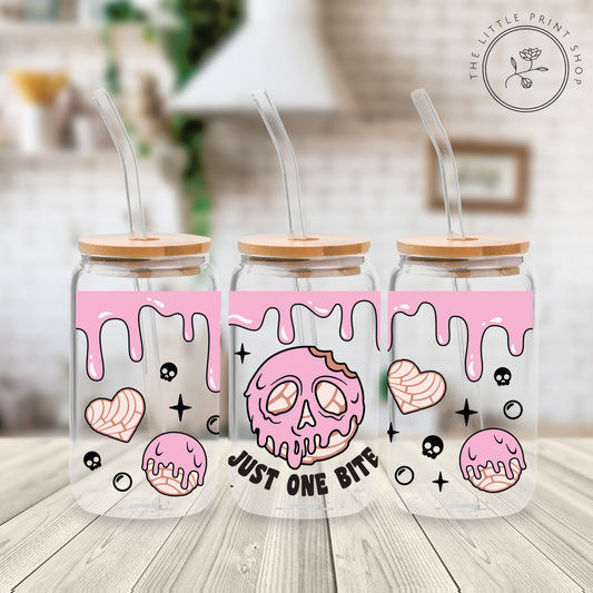 Just One More Bite - 16oz Libbey Glass Printed UV DTF Wrap