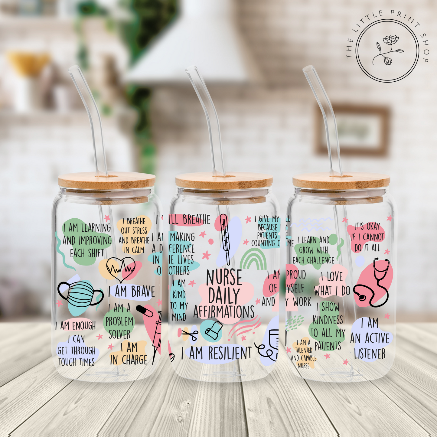 Nurse Daily Affirmations - 16oz Libbey Glass Printed UV DTF Wrap