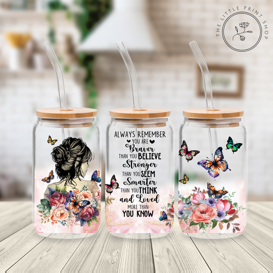 Always Remember - 16oz Libbey Glass Printed UV DTF Wrap