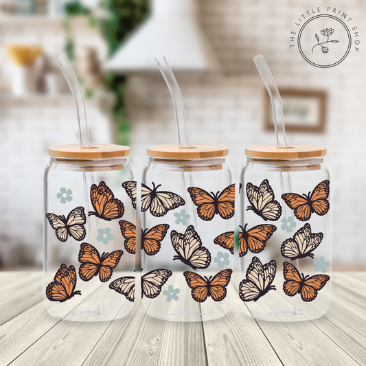 Butterflies - 16oz Libbey Glass Printed UV DTF Wrap