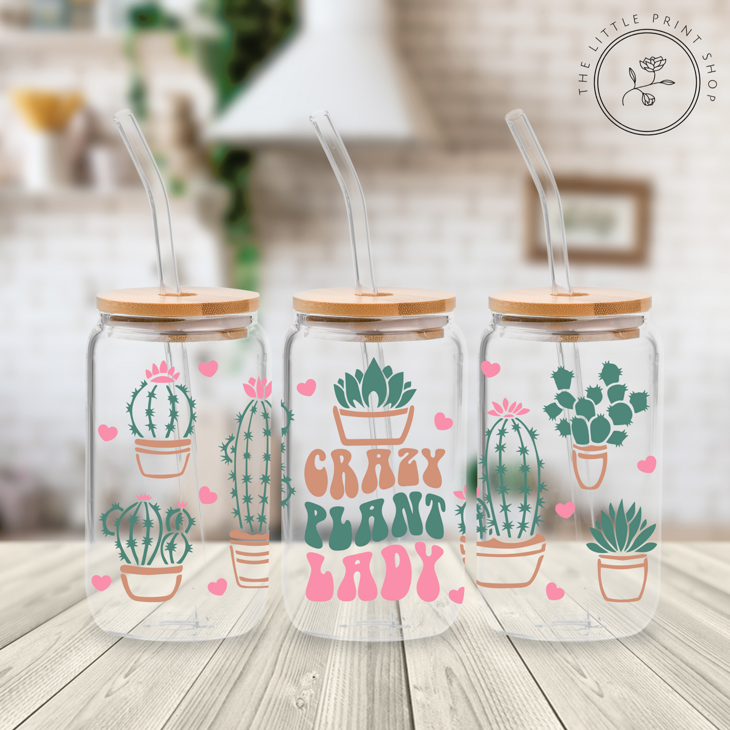 Crazy Plant Lady - 16oz Libbey Glass Printed UV DTF Wrap