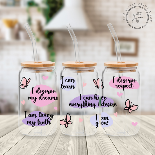 Self Love - 16oz Libbey Glass Printed UV DTF Wrap