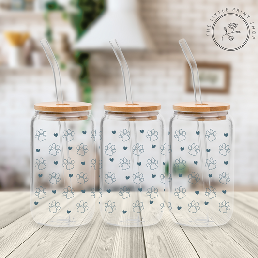 Dog Prints - 16oz Libbey Glass Printed UV DTF Wrap