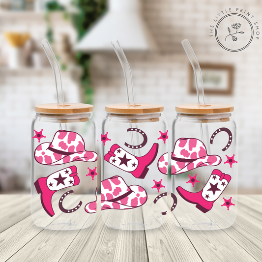 Cowboy - 16oz Libbey Glass Printed UV DTF Wrap