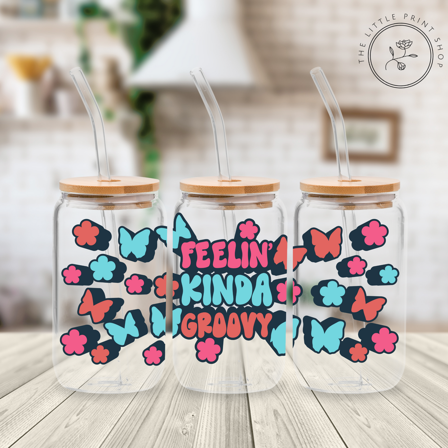 Felling Kinda Groovy - 16oz Libbey Glass Printed UV DTF Wrap