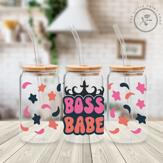 Boss Babe - 16oz Libbey Glass Printed UV DTF Wrap
