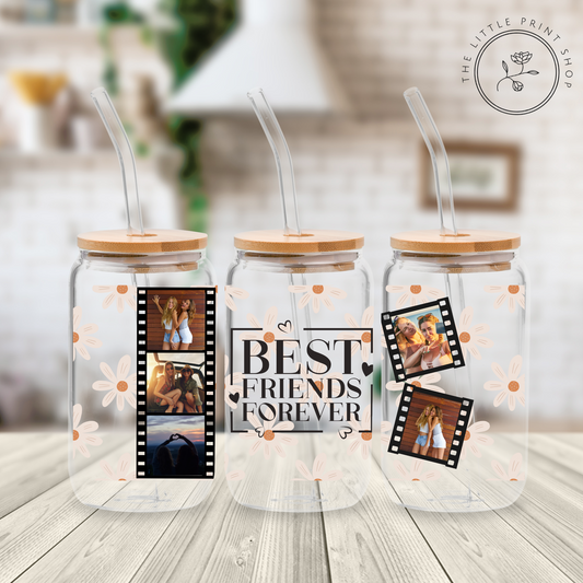 Best Friends Forever Film Strip - Nude - 16oz Libbey Glass Printed UV DTF Wrap
