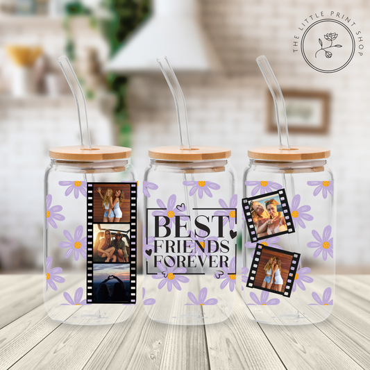 Best Friends Forever Film Strip - Lilac - 16oz Libbey Glass Printed UV DTF Wrap