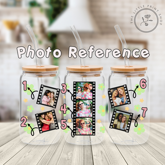 Daisy Flowers Film Strip - Green - 16oz Libbey Glass Printed UV DTF Wrap