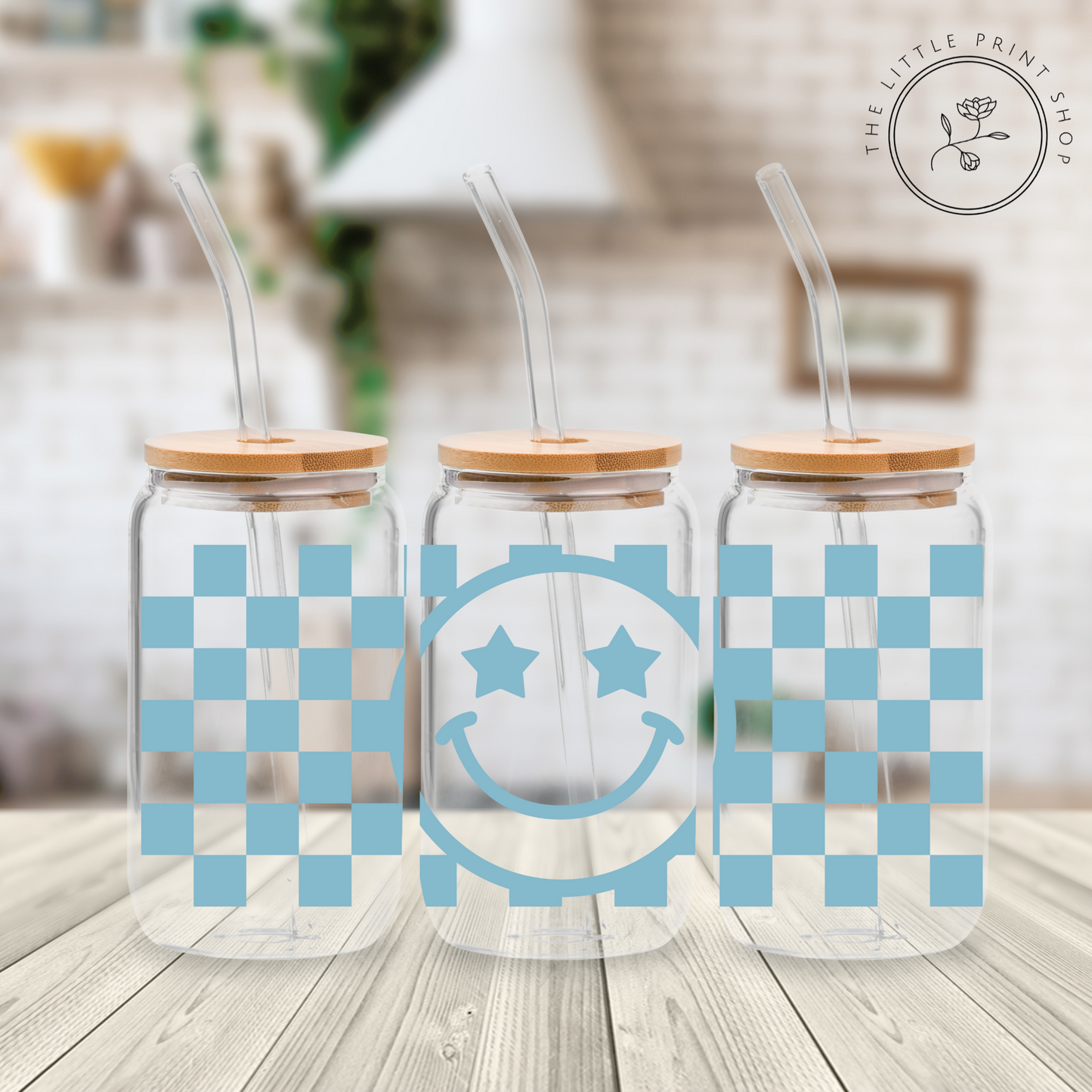 Blue Face - 16oz Libbey Glass Printed UV DTF Wrap