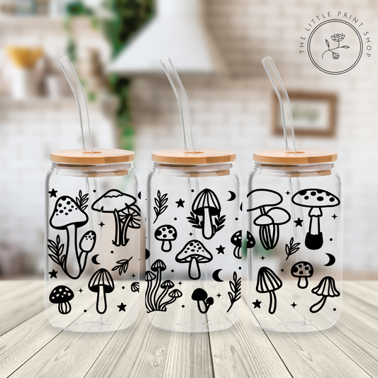 Mushrooms - 16oz Libbey Glass Printed UV DTF Wrap