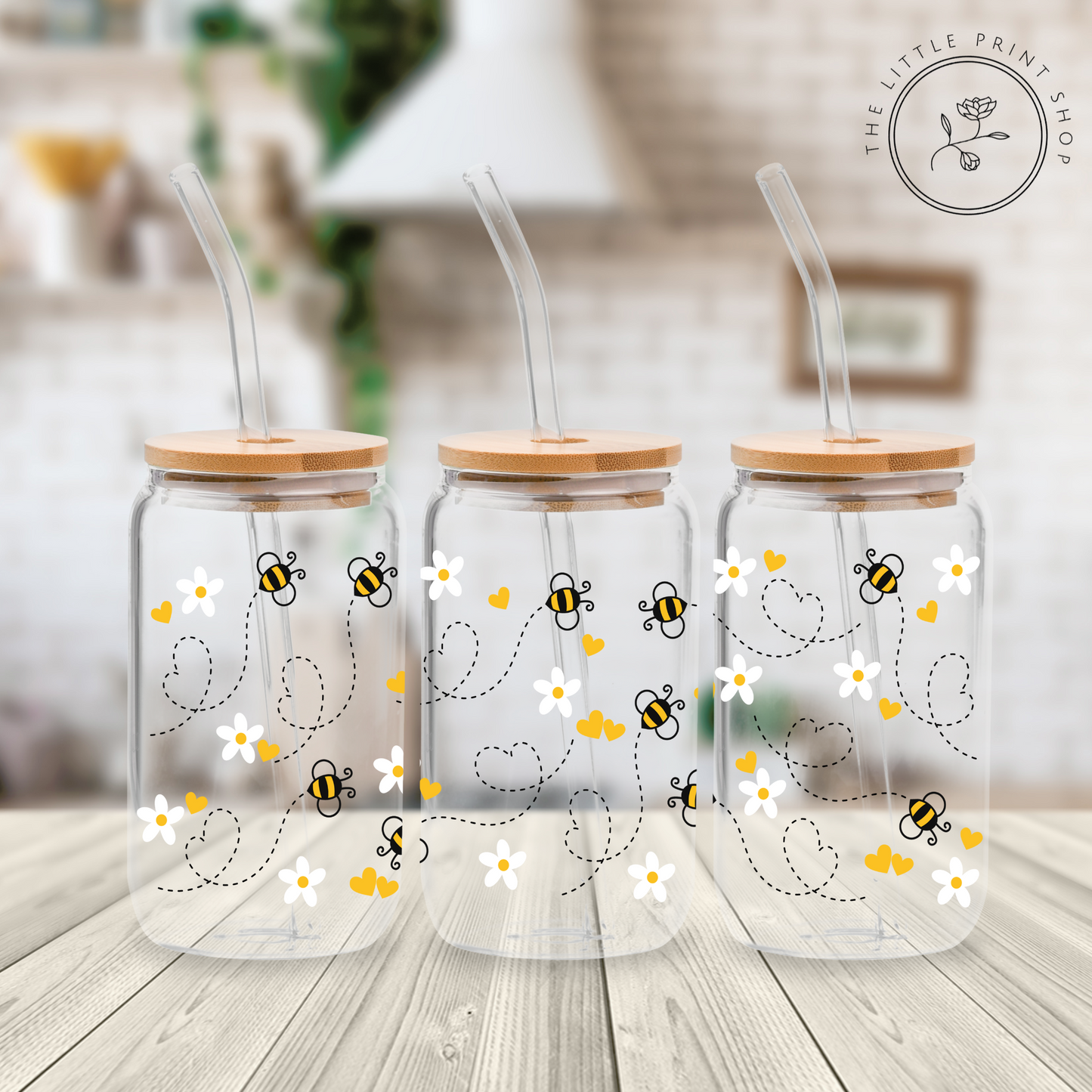 Bees - 16oz Libbey Glass Printed UV DTF Wrap