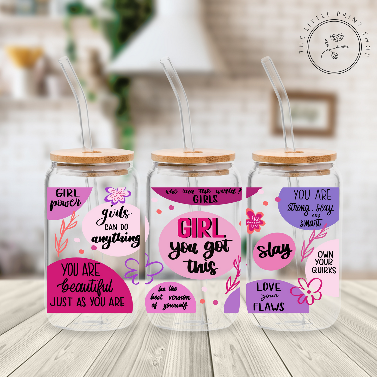 Girl, You Got This! - 16oz Libbey Glass Printed UV DTF Wrap
