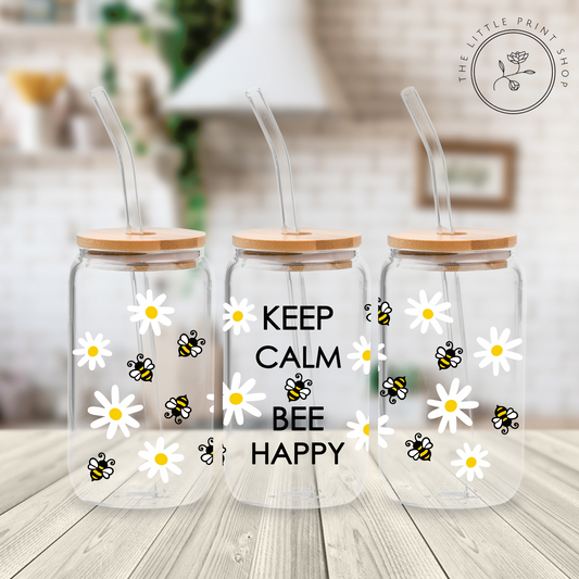 Keep Calm - 16oz Libbey Glass Printed UV DTF Wrap