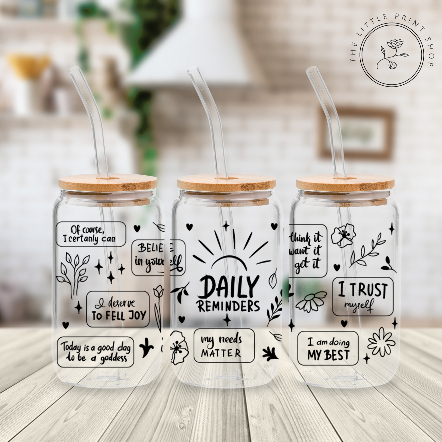 Daily Reminders - 16oz Libbey Glass Printed UV DTF Wrap