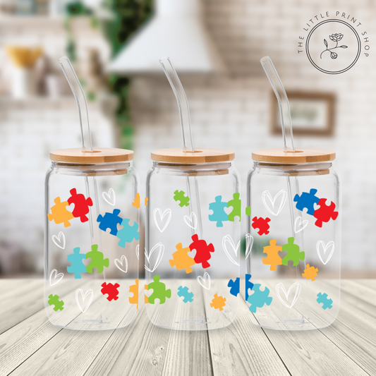 Autism - 16oz Libbey Glass Printed UV DTF Wrap
