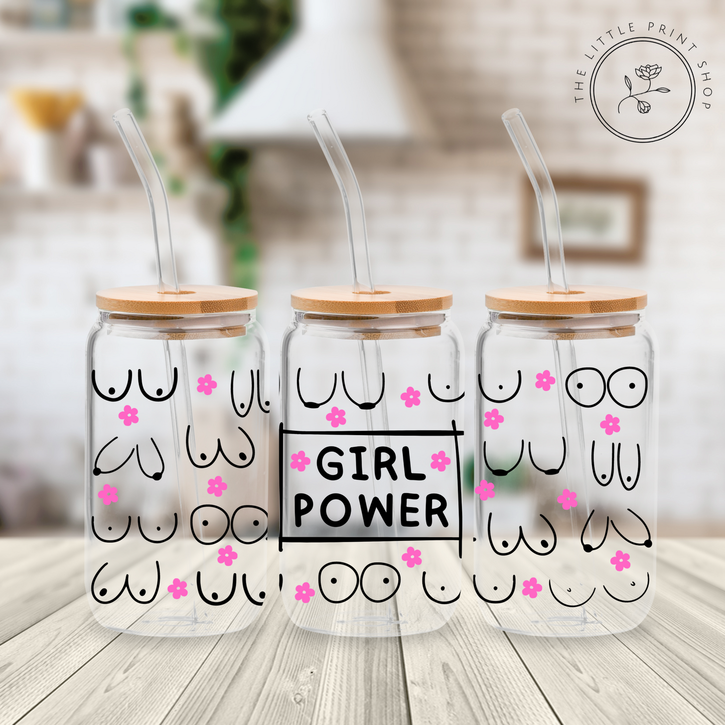 Girl Power - 16oz Libbey Glass Printed UV DTF Wrap