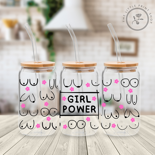 Girl Power - 16oz Libbey Glass Printed UV DTF Wrap