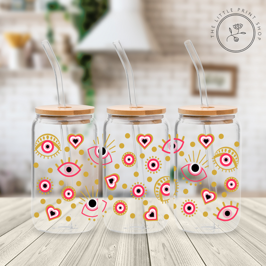 Evil Eye - 16oz Libbey Glass Printed UV DTF Wrap