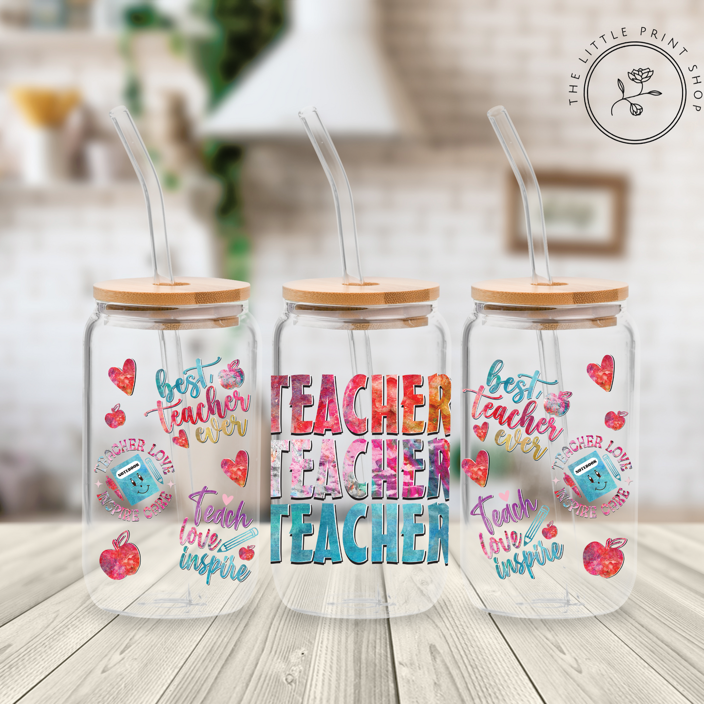 Teacher - 16oz Libbey Glass Printed UV DTF Wrap
