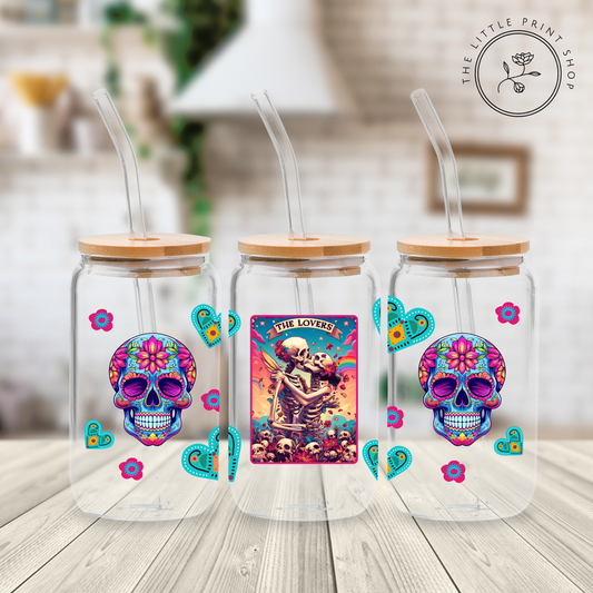 The Lovers Tarot - 16oz Libbey Glass Printed UV DTF Wrap
